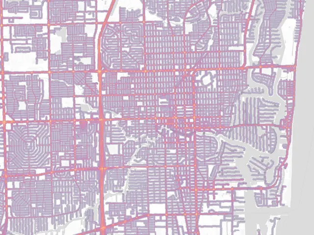 Gradient risk map of Fort Lauderdale, every street shaded by risk